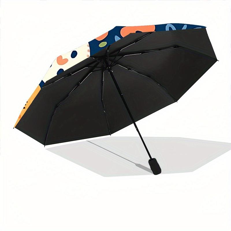 1pc Cats Flowers Automatic Umbrella - Auto Open/Close Folding Umbrella with Reinforced 8-Rib Frame, 102