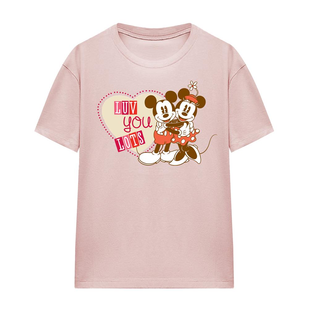 Disney Женское Luv You Lots! Винтажная футболка ко Дню святого Валентина с Микки и Минни Маус