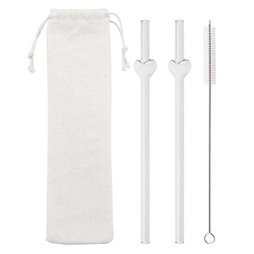 4 шт. Креативные стеклянные соломинки в форме сердца, многоразовые, идеально подходят для коктейлей, кофе со льдом, холодных напитков, украшение для домашнего питья, подарок