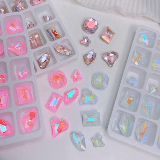 25Pcs Nail Crystal Creative Butterfly Love Heart Decorations Square Faux 3D Charms DIY Nail Art