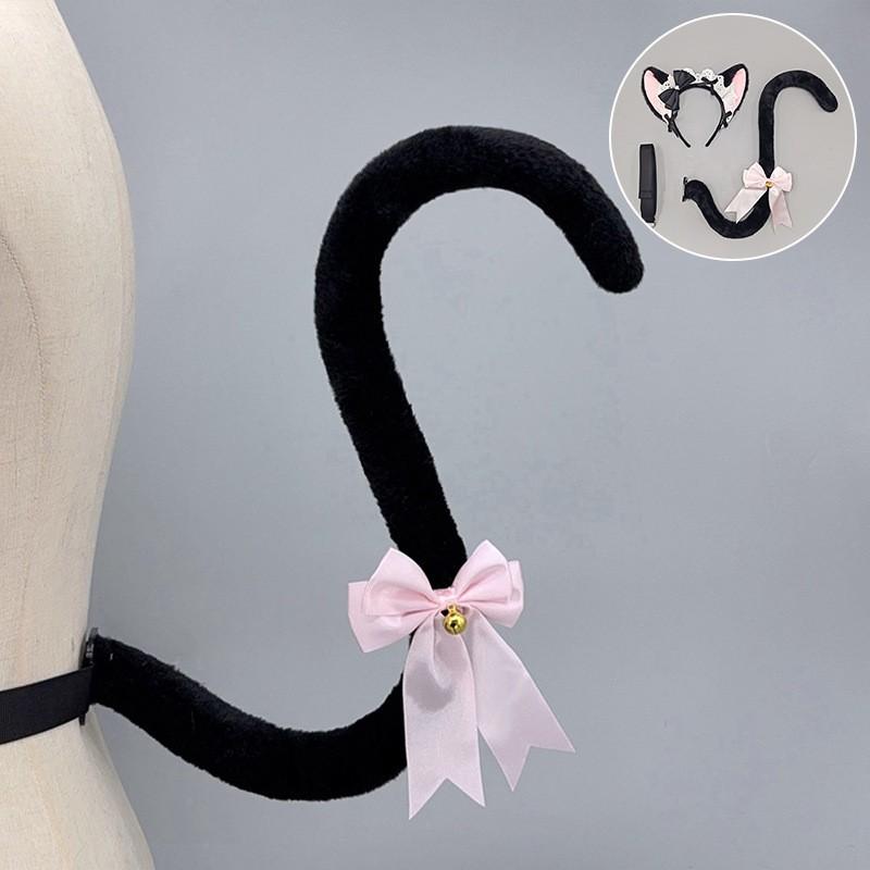 Cute Cat Ear Headband With Tail Set Cosplay Lolita Anime Convention Costume Accessory