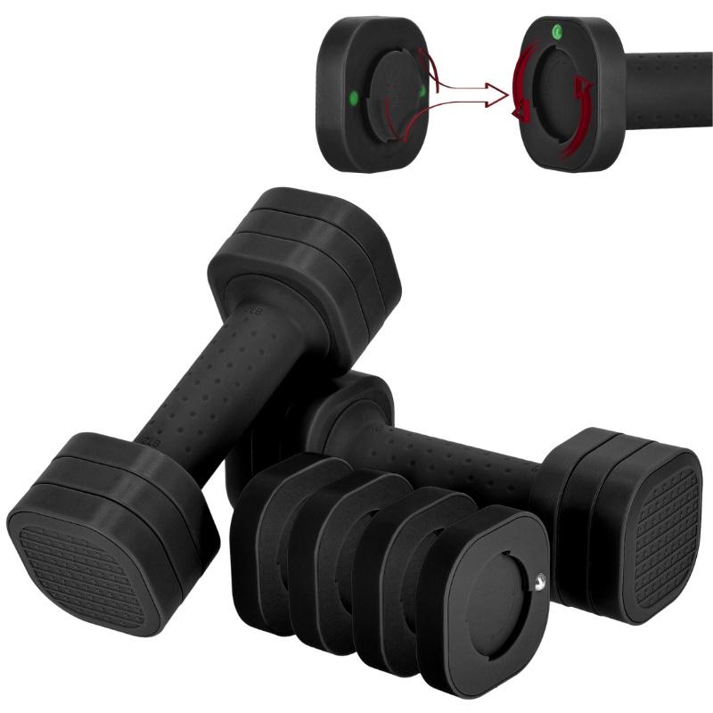 Adjustable dumbbells, 4-in-1 exercise dumbbells - black
