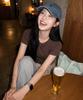 BASIC HOUSE Women'S Modal Crew Neck Regular Fit Short Sleeve T-Shirt Brown Lats0222