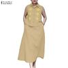 ZANZEA Женские летние костюмы из двух предметов: топы-жилеты без рукавов с принтом и длинные юбки