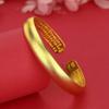 Gold-Plated Frosted Heart Sutra Open Bangle – Women's Long-Lasting, High-End Design