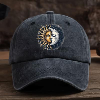 Бейсболка Eclipse Ретро-бейсболка с дизайном солнечного и лунного затмения Регулируемая для стильной посадки