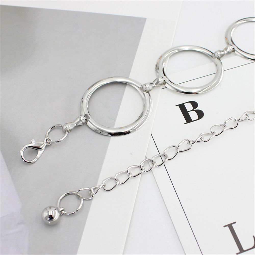 Dress Gold Silver Big Ring Waist Belts Metal Chain Belt Waistband Round Alloy Belt