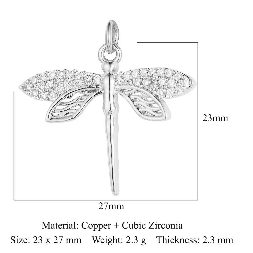 Snowflake Heart Copper Zircon DIY Jewelry Charms Sun Moon Dolphin Star Evil Eye Dragonfly Bracelet Earring Making