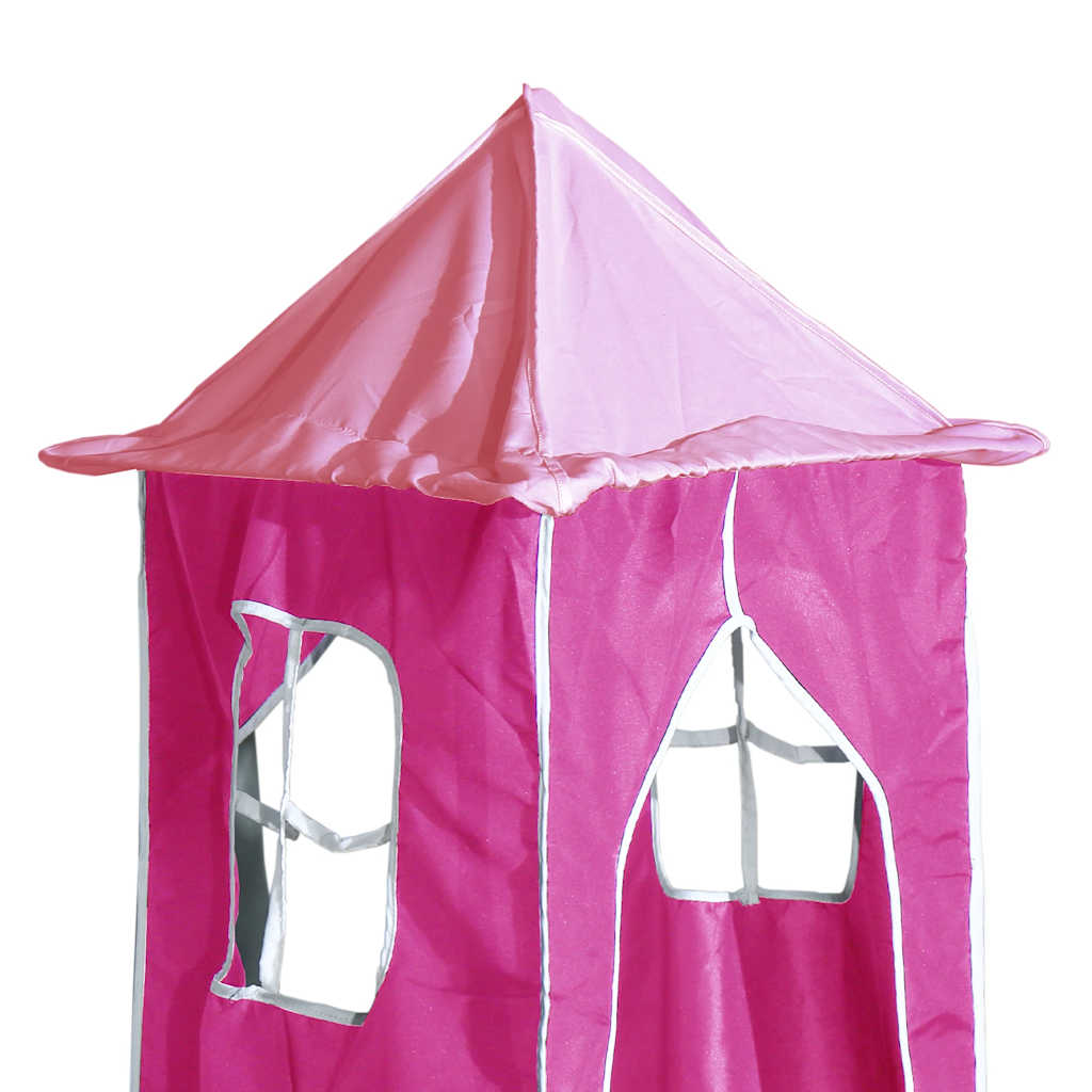 Bunk Bed with Slide and Curtains Pink 90x200 cm
