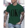 Men's 100 Summer Loose Fit OK Printed T-shirt Tops Cool Design Street Short Sleeve Top Tee Clothing