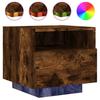 Nightstand with LED Lights Smoked Oak Finish 40 x 39 x 37 cm