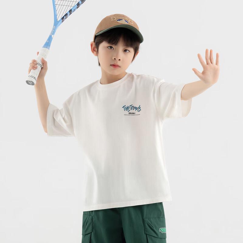 Duoduojia Boys' Retro Letter Print Cooling Short Sleeve T-Shirt