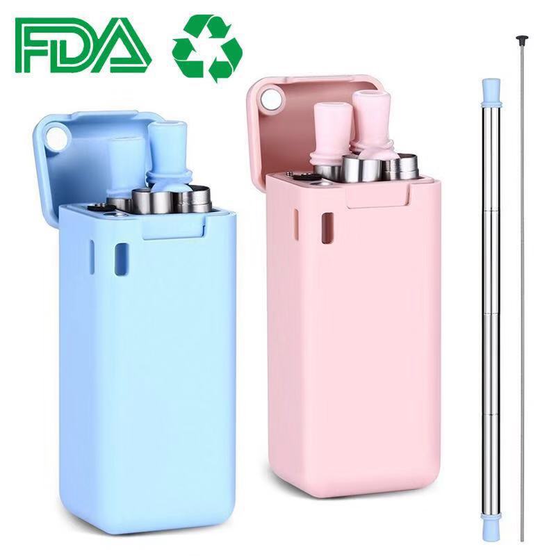 Folding StrawsExpandable StrawsFoldable Reusable Stainless Steel StrawsSilicone Straws
