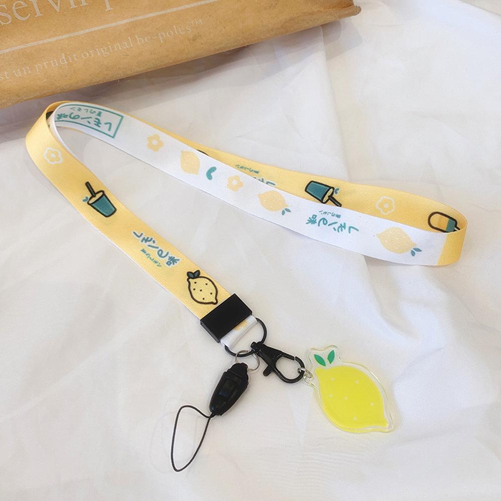 Cute Lemon USB Badge Holder Keychain Lanyards Fruit Lanyard Mobile Phone Straps Cell Phone Lanyard
