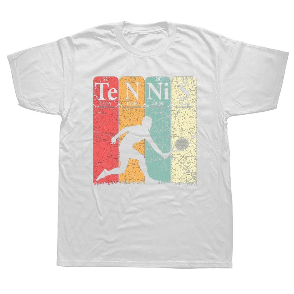 Забавная теннисная периодическая таблица Теннисист Ботан Винтажные футболки Уличная одежда Футболка с коротким рукавом Подарки на день рождения Летняя футболка Мужская