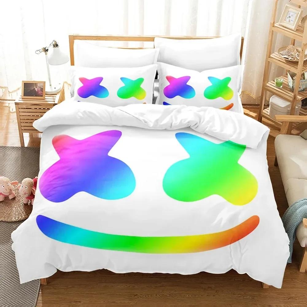 DJ Marshmello Bedding Set Single Twin Full Queen King Size Hip Hop Bed Set Aldult Kid Bedroom Duvetcover Sets 3D Print 035
