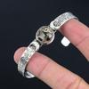 Natural Turritella Agate 925 Silver Bangle Crescent Moon Adjustable For Girls