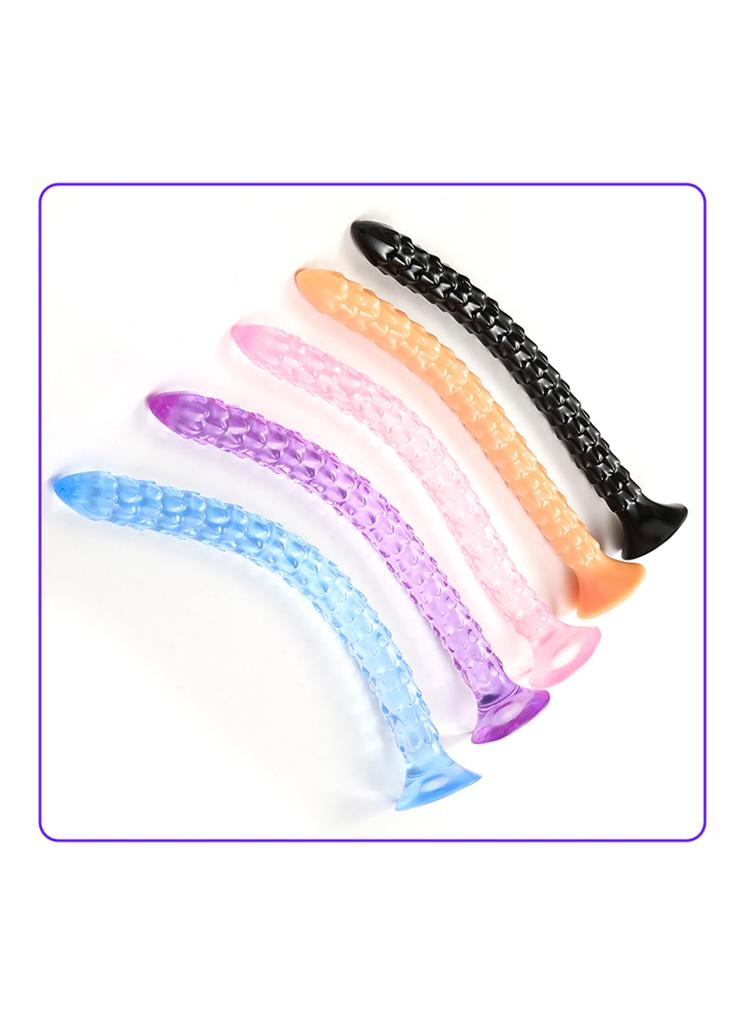 Semaxy Anal Silicone Long Beyond the Fish Scale Anal with Suction Super Long Anal Anal Anal Unisex Adaruto Goods with Concave and Convex Black S Plug,