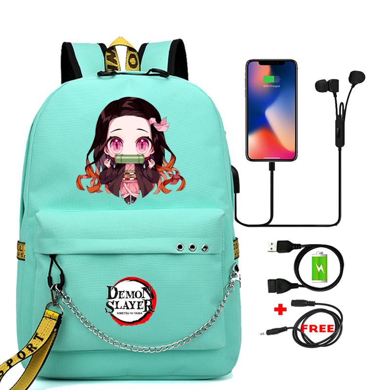 Аниме Demon Slayer Nezuko Bookbag Подростковый рюкзак Школьные ранцы для мальчиков и девочек Mochilas Мультяшный принт Сумка для ноутбука Снова в школу Рюкзак