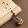 Pendant Sandalwood Cat Paw Keychain Chinese Style Spin Wheel Car Keychain  Decoration