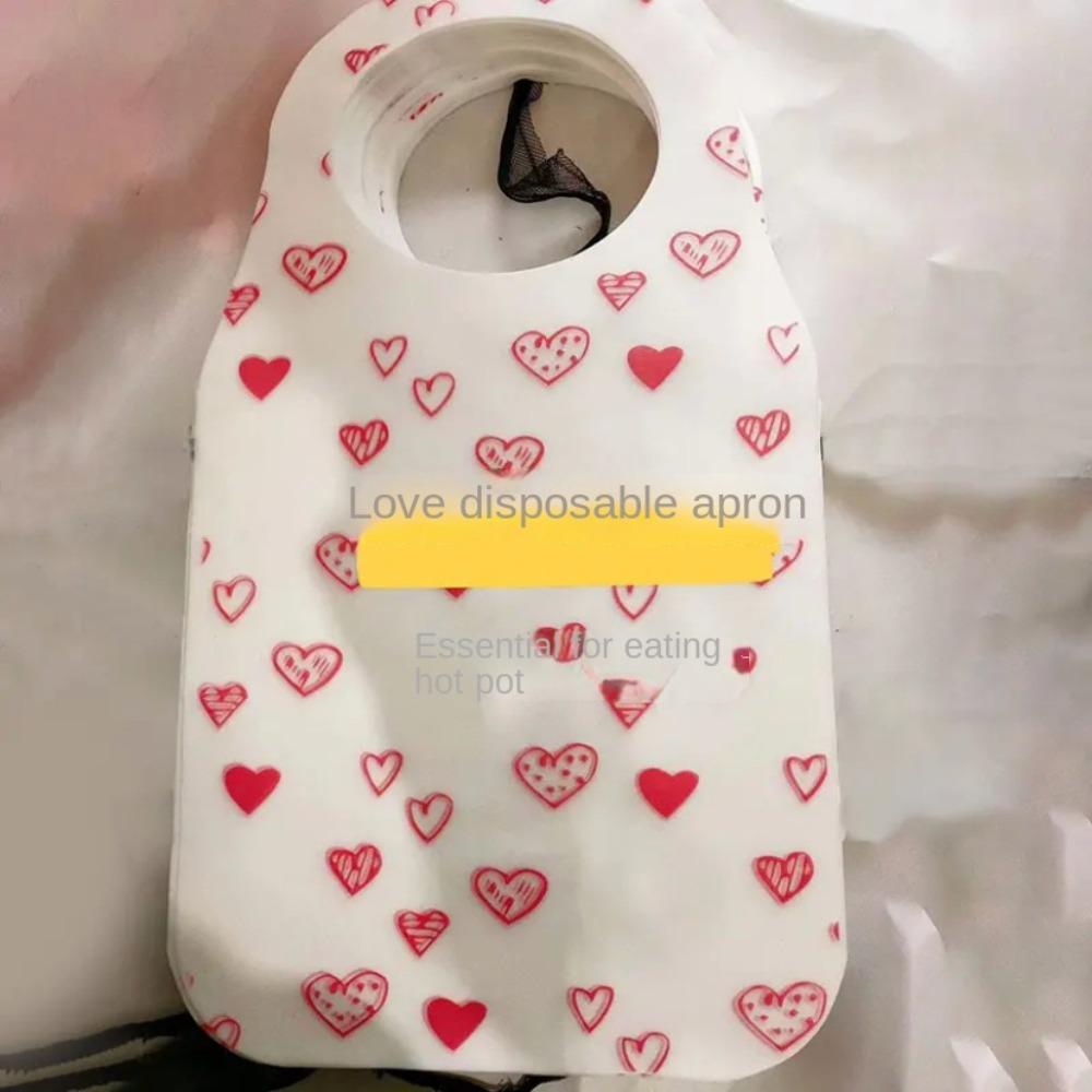 10Pcs/Bag Heart Printed Bib Oil-proof Cooking Apron Kitchen Aprons  Restaurant Home Supplies