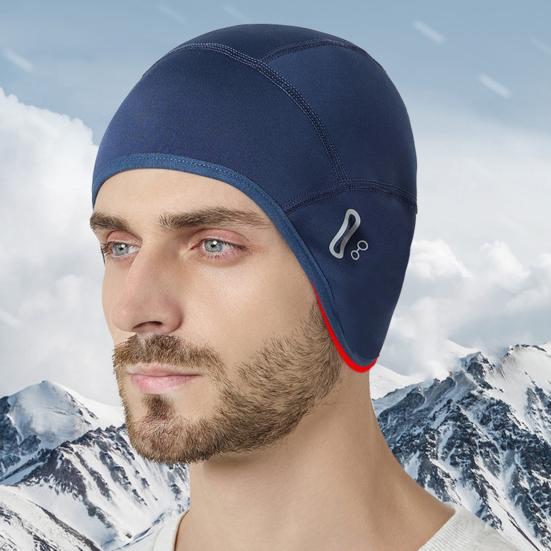 Зимняя велосипедная шапка-подкладка с отверстиями для очков, защита ушей, эластичная, нескользящая, сохраняющая тепло, ветрозащитная шапка-чепец для езды на велосипеде, бега, катания на лыжах