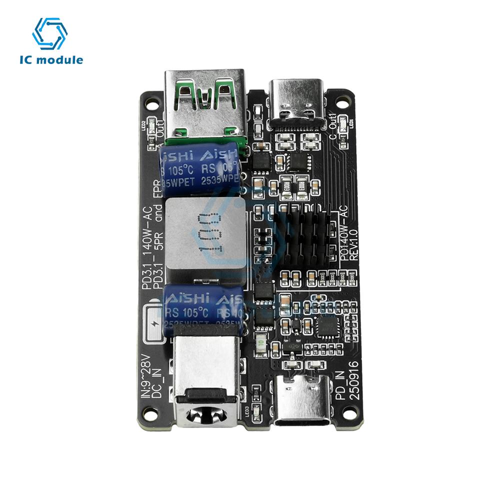 Модуль быстрой зарядки PD 140 Вт, мощный, с двумя портами USB Type-C, с поддержкой полных протоколов (PD3.1/QC4+/PPS)