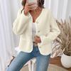 Women's Lace V-neck Jacket Autumn Winter Solid Color Single-breasted Fashionable Long-sleeved Cardigan Top