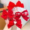 Crown Velvet Red Bow Hairpin Cloth Hanfu Hair Sticks All-match Ancient Style Hairpin  Children
