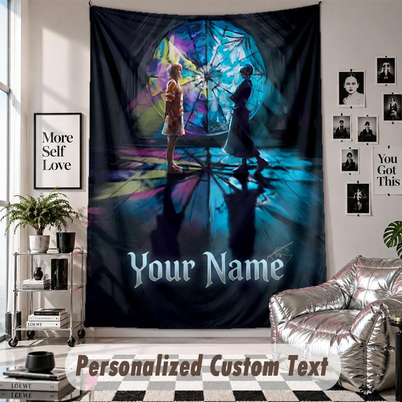 Custom Tapestry Wall Hanging, Wednesday Addams Personalized Name Text Home Wall Decor