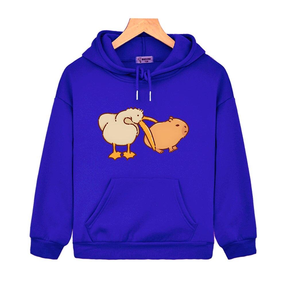 Толстовки с капюшоном «Пеликан и капибара», очень милый свитшот, топы с длинными рукавами для мальчиков и девочек, детская одежда для малышей, одежда Y2k, пуловер для детей