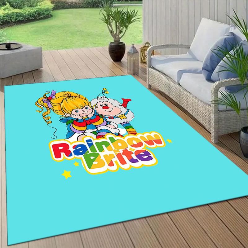 Rainbow Brite2 Flannel Pattern Square Carpet,Area Rug,Carpet Rug for Living Room Bedroom Sofa Playroom Decor,Non-slip Floor Mat