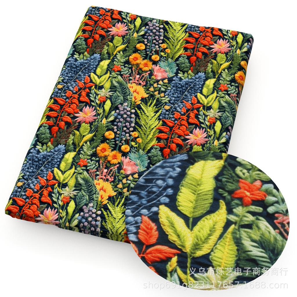 Сделай сам Синтетическая кожа Ткань Цветы Цветочный принт Имитация вышивки Искусственная кожа Обувь Имитация вышивки