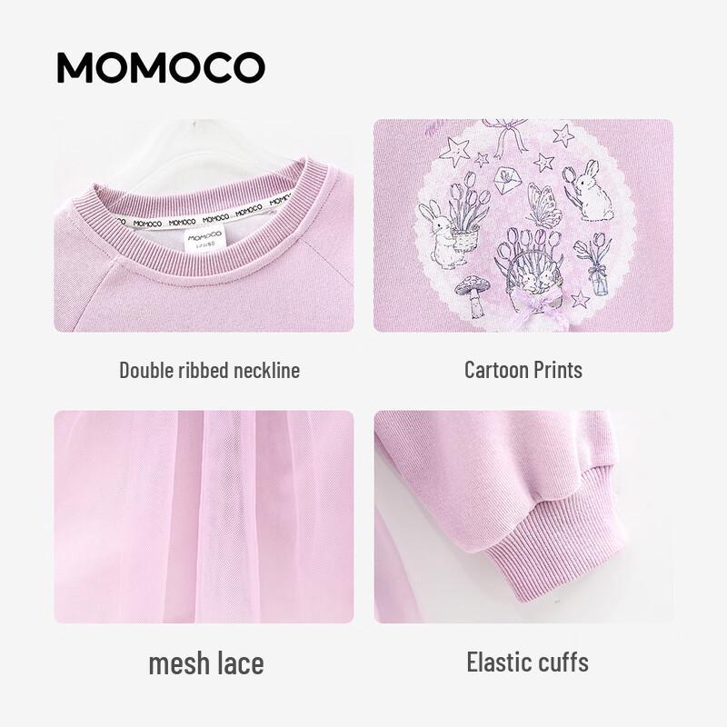 MOMOCO Girls' Sweet Long-Sleeved Dress