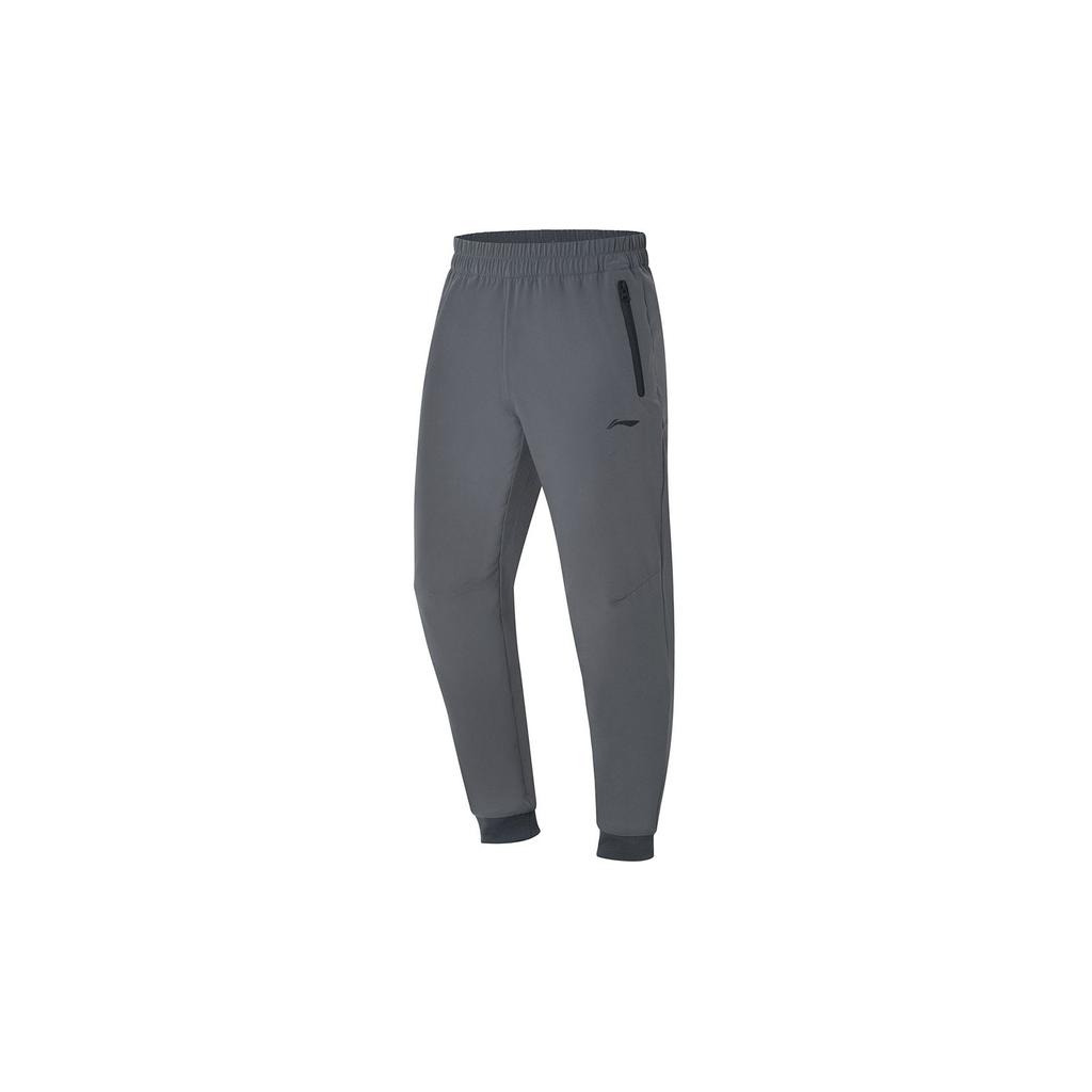 Мужские спортивные брюки Li Ning Training Series, однотонные, дышащие, отводящие пот, зауженные трикотажные брюки, темно-черные, AYKS535-2