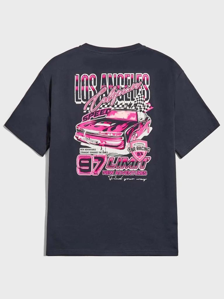Лос-Анджелес Экстремальные гонки Спорт Печать Футболки Мужская мода Летняя хип-хоп одежда Хлопковые футболки O-образный вырез Большие топы