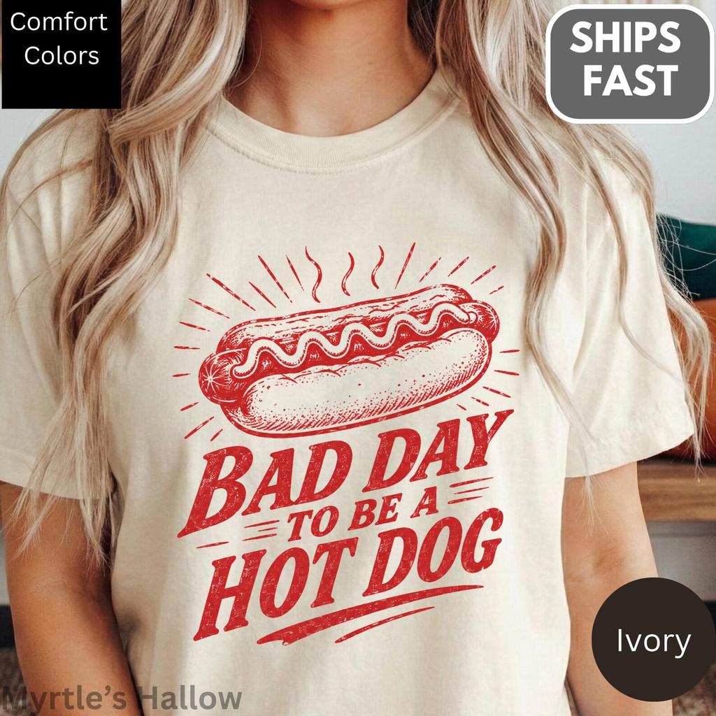 Comfort Colors® Bad Day To Be A Hot Dog T-Shirt and kids T-Shirt, 4th Of July , Patriotic Independence Day Tee Unisex Cotton