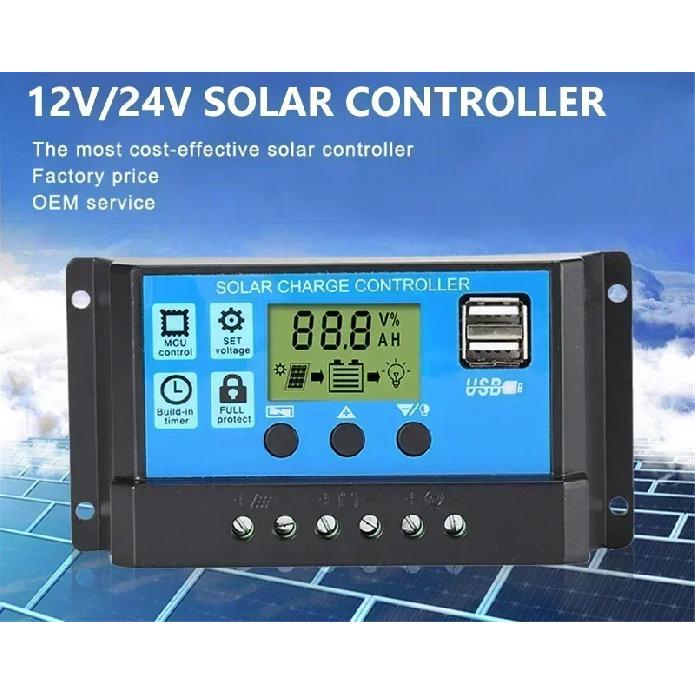 30W Solar Panel+20A/30A/60A Charge Controller&Clip Set 12V Battery Charger Energy Charging Plate Power Bank for Car Home Travel