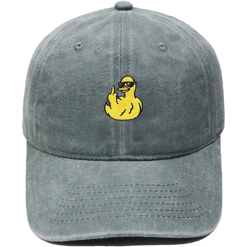 Cute sunglasses little yellow duck embroidered baseball cap washed retro dad hat hip hop men's and women's casual hat trend