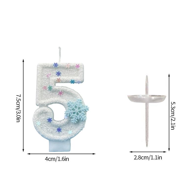Цифровая Свеча для Украшения Торта Снежинка Свечи с Цифрами для Девочки Ребенка Топпер для Торта на День Рождения Вечеринка Baby Shower Рождественский Декор