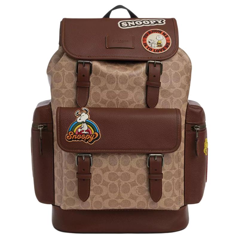 COACH PEANUTS Collaboration Sprint 29 Hardware Accessories Brand Print Coated Canvas Backpack Large Men's Ochre