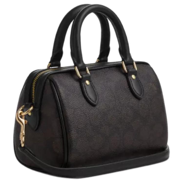 Coach Коричневая женская небольшая сумка-бостон из холста с покрытием Rowan, сумка через плечо CW329-IMXAQ