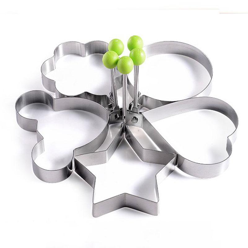 Circle Egg Mold Stainless Steel Egg Pancakes Bake Mold Kitchen Gadgets Frying Egg Lovely Shape Shaper Cooker Mould Rings 5pcs