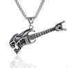 Ожерелье с подвеской в виде черепа бас-гитары в стиле хип-хоп, мужское, ретро, музыкальный инструмент, подвеска из титановой стали