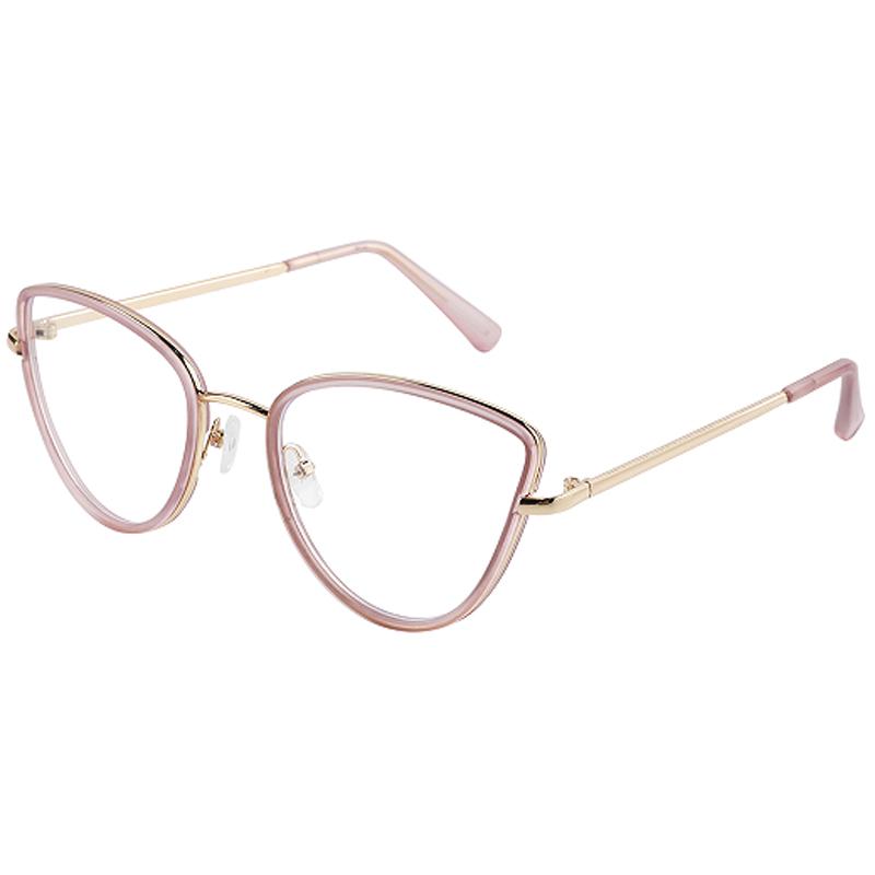 Anti Blue Light Fashionable Metal Cat Eye Flat Mirror New Ins Style Casual Trendy Cool Eyeglass Frame 81049