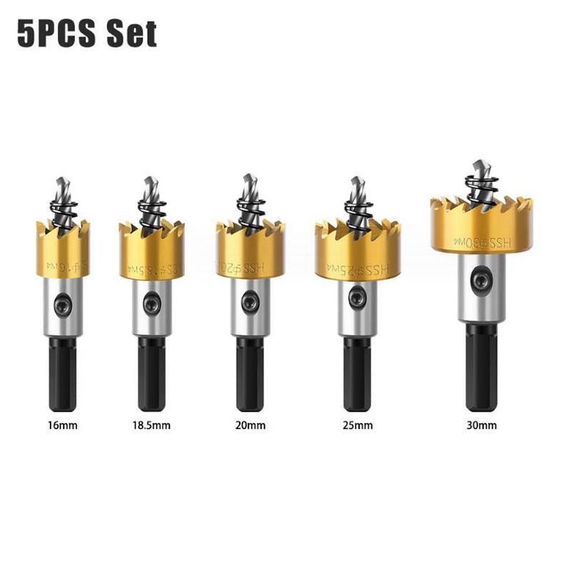 Комплект биметаллических кольцевых пил HSS со сверлами для резки металла, нержавеющей стали, железа и дерева, кольцевая пила