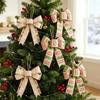 Набор из 4 двойных рождественских бантов-украшений из мягкой ткани с прошитым центром для сезонного домашнего декора