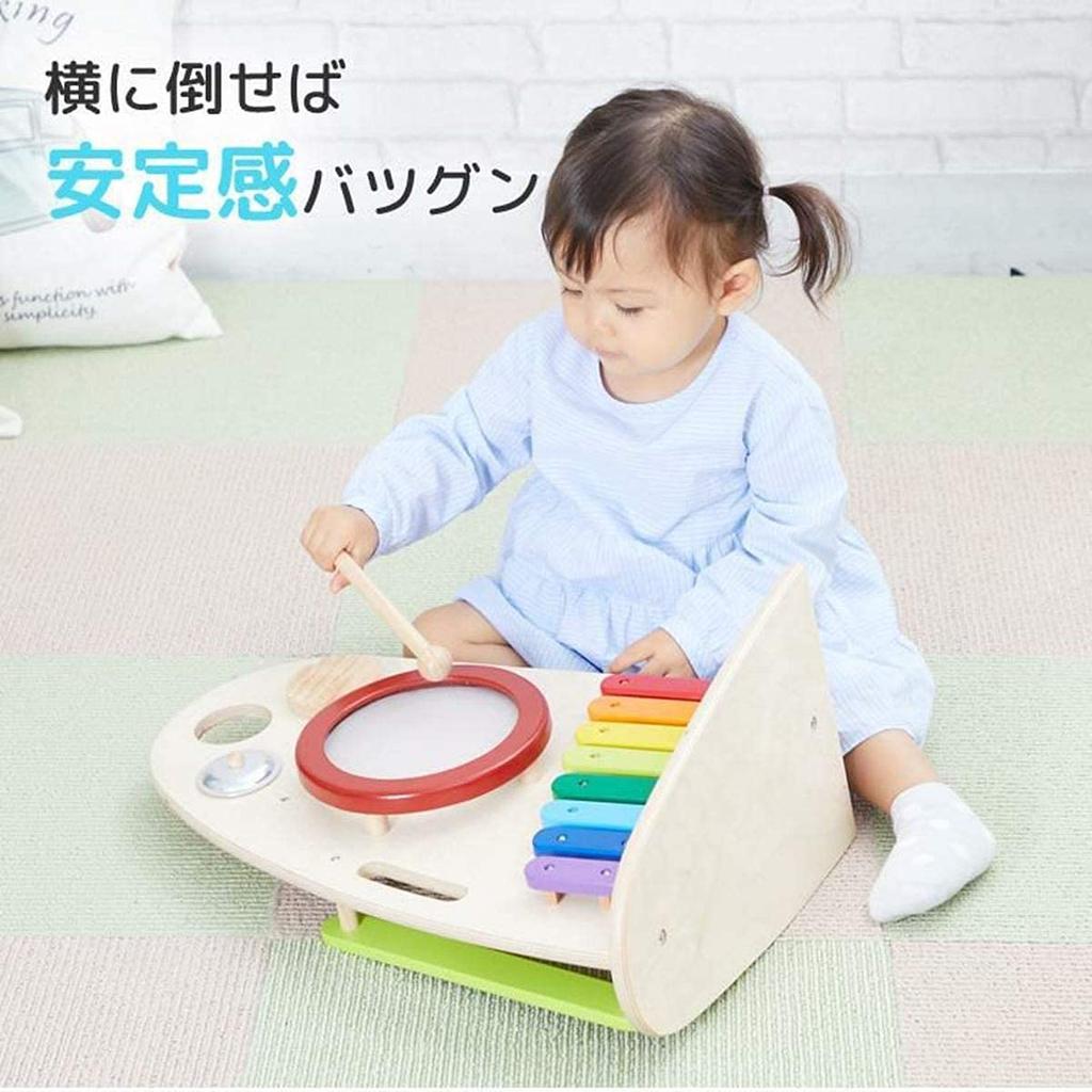 Игрушка Slope Roller Music Station Sound Деревянная игрушка Развивающая игрушка Музыкальный инструмент Ксилофон Барабан Подарок на первый день рождения для малышей Мальчики Девочки Я и