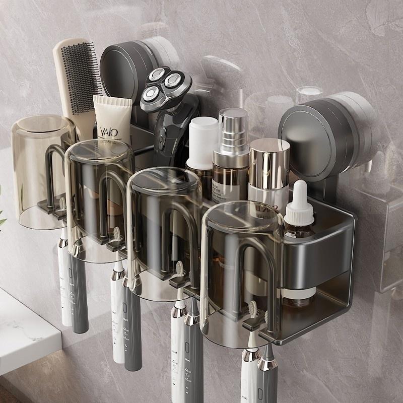 Не нужно сверлить Присоска Держатель для зубных щеток для ванной с чашками, Подставка для хранения зубных щеток, Стакан для полоскания рта, Стакан для чистки зубов