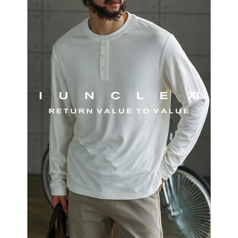 iunclexi Men's Skin-Friendly Wool-Blend Long Sleeve T-Shirt